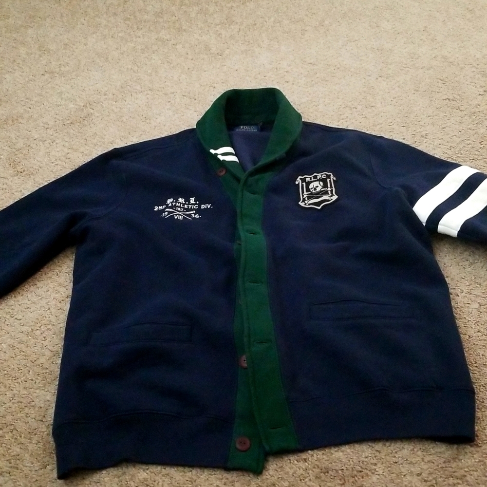 Polo Ralph Lauren Dark Blue and Forest Green Button Sweater